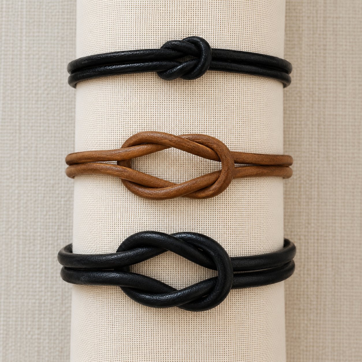 Handcrafted leather knot bracelets
